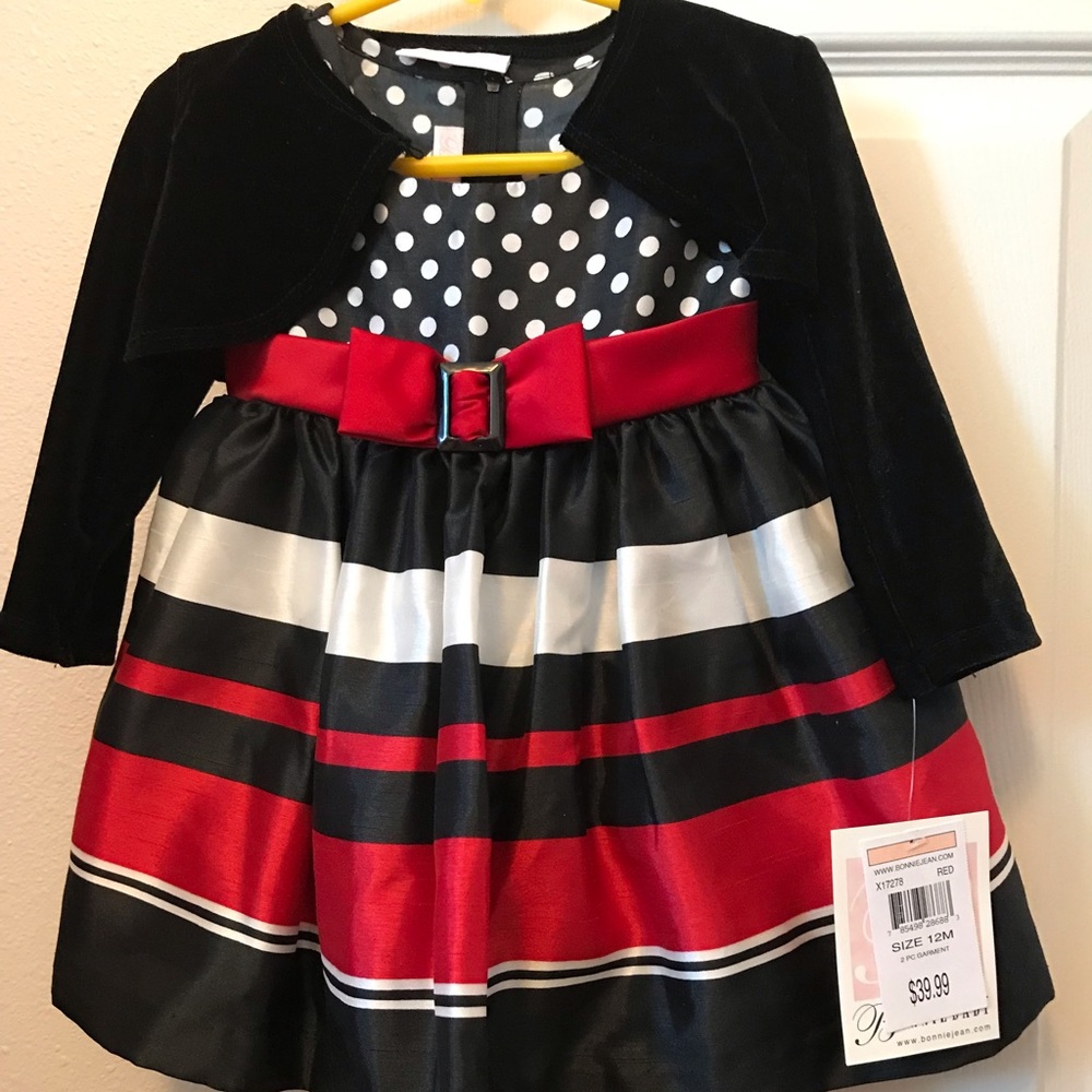 Bonnie Baby Black Red white Dots Dress